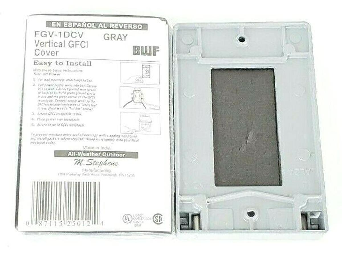 Used LOT OF 2 NEW BWF FGV-1DCV VERTICAL GFCI COVERS GRAY FGV1DCV