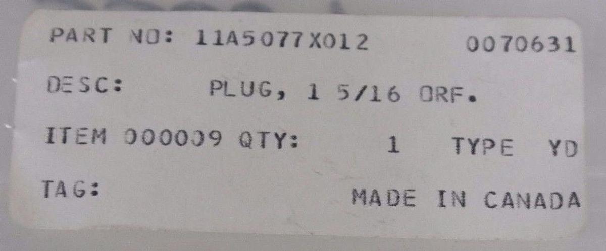 NEW FISHER 11A5077X012 PLUG 1 5/16" ORIFICE