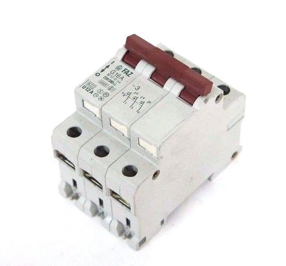 Used LOT OF 3 MOELLER FAZ G16A CIRCUIT BREAKER 220/380VAC U12A FAZG16A