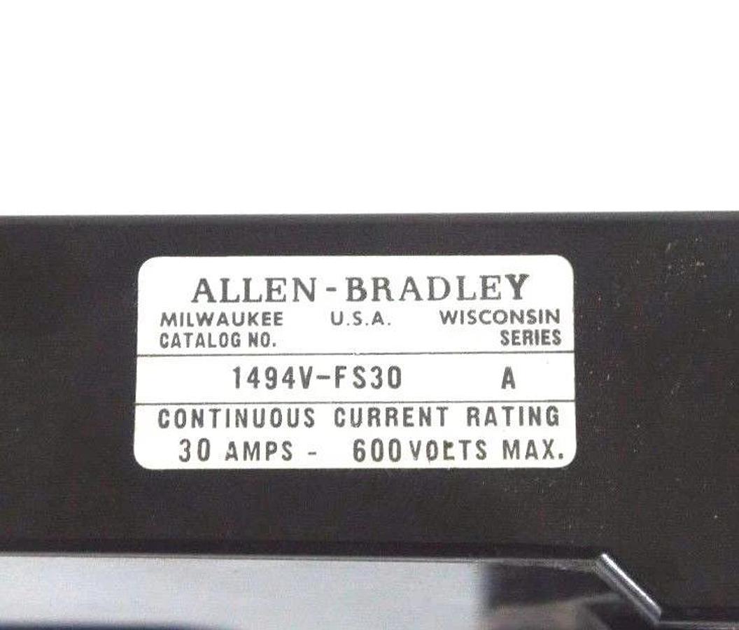 Used ALLEN BRADLEY 1494V-FS30 TRAILER FUSE BLOCK SER A 30AMP, 600V MAX 1494VFS30
