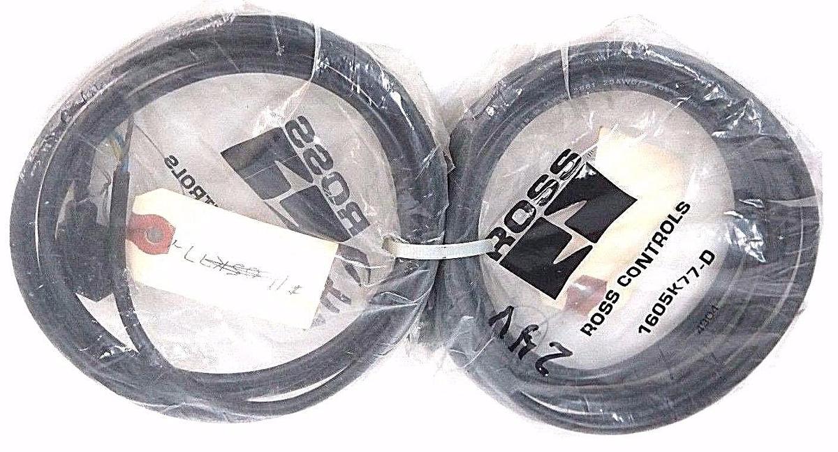 Used NEW ROSS CONTROLS 1605K77-D CONNECTOR W/CABLE 1605K77D - LOT OF 2