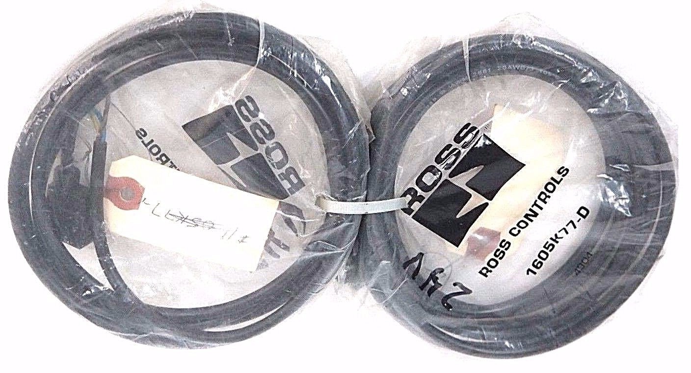 Used NEW ROSS CONTROLS 1605K77-D CONNECTOR W/CABLE 1605K77D - LOT OF 2