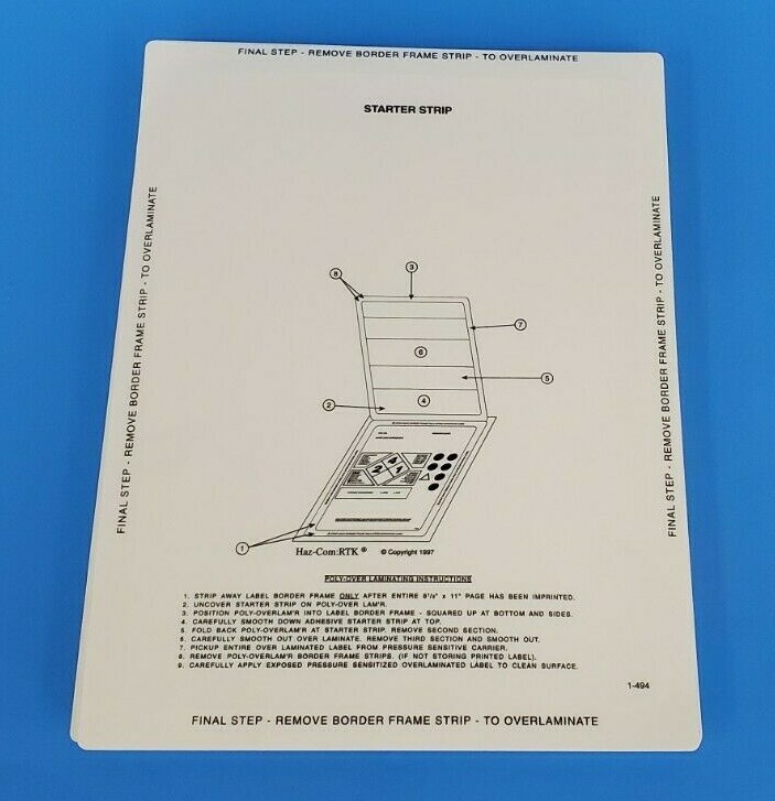 (50) NEW HAZARD LABEL ADVISORIES, INC. HAZ-COM:RTK O'LAM 1-40094 LABELS 1-494