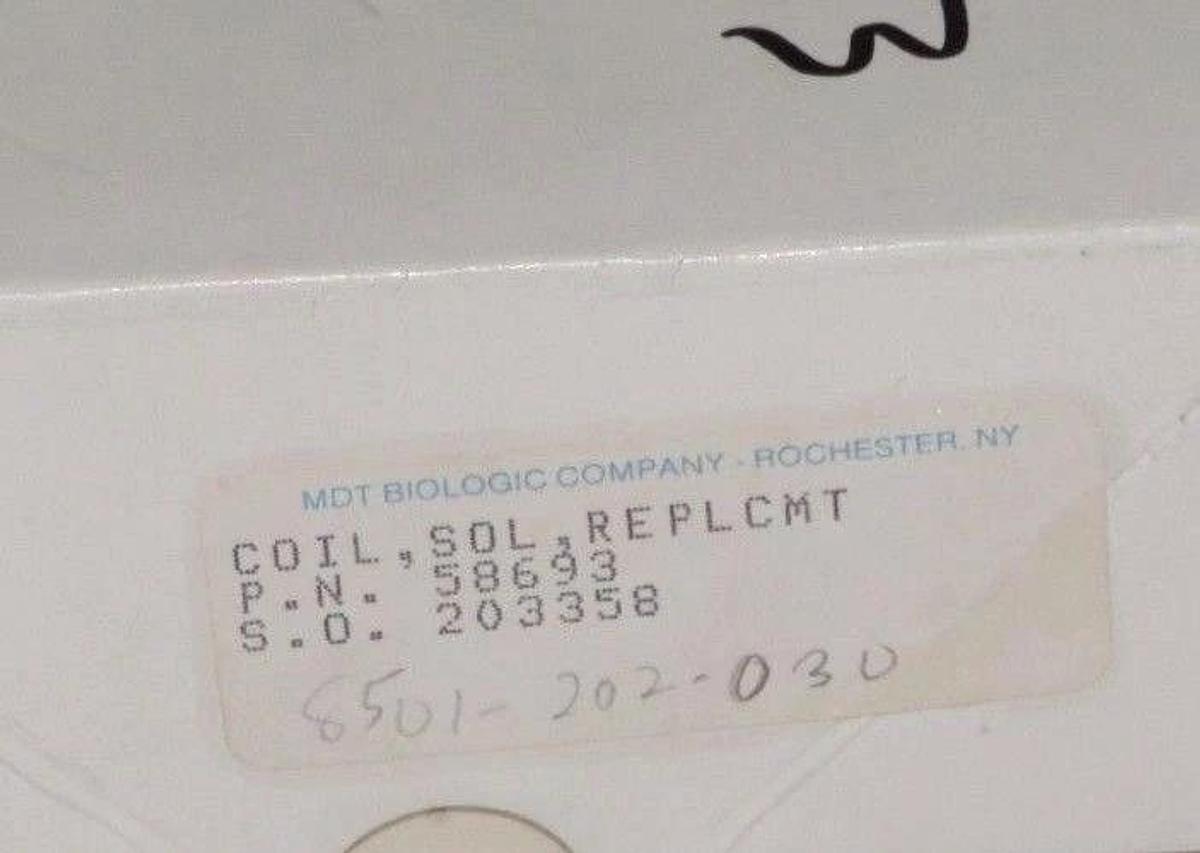 Used NIB MDT BIOLOGIC COMPANY 58693 REPLACEMENT SOLENOID COIL 110/120V 222344-001D