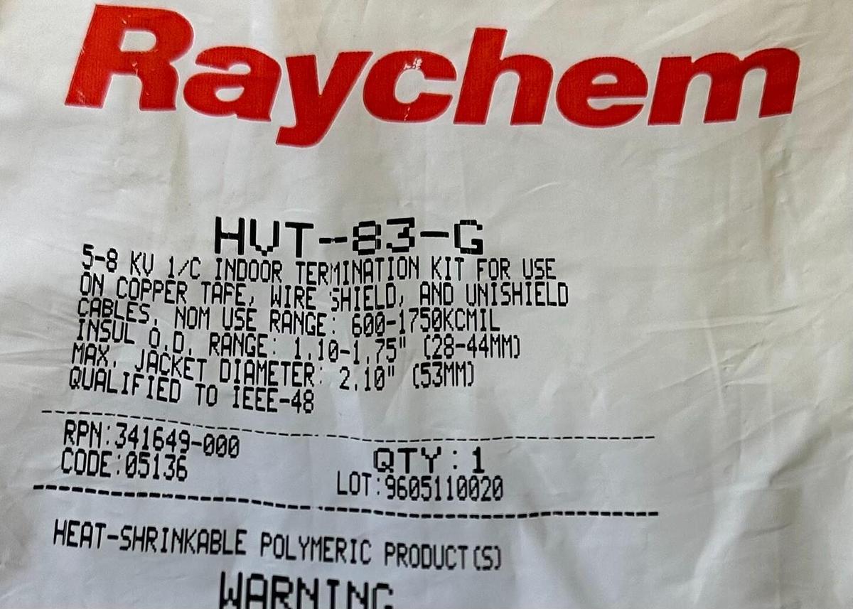 Used NEW RAYCHEM HVT-83-G / HVT83G 5-8KV 1/C INDOOR TERMINATION KIT 341649-000