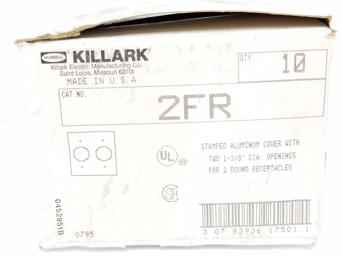 Used NIB HUBBELL KILLARK 2FR STAMPED ALUMINUM COVERS (BOX OF 10)