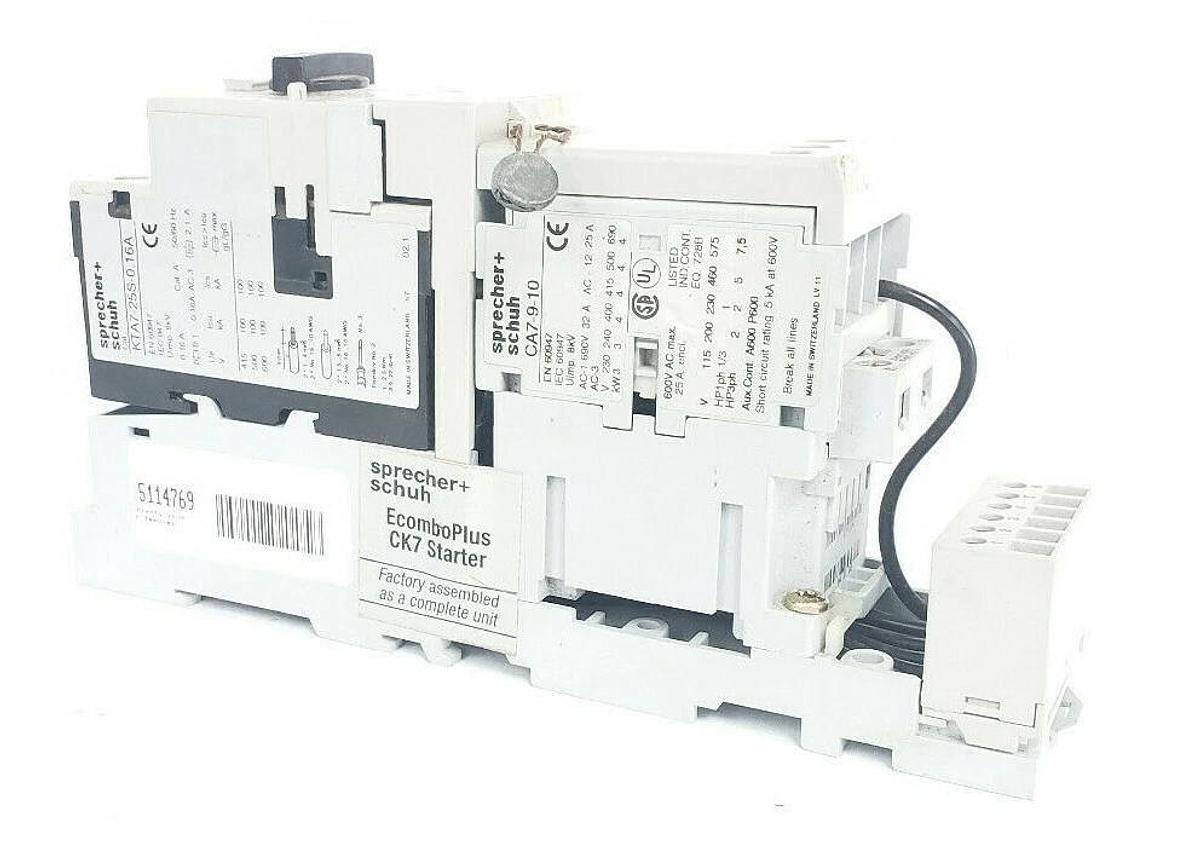Used SPRECHER + SCHUH ECOMBOPLUS CK7 STARTER ASSEMBLY KTA7-25S-0.16A CA7-9-10