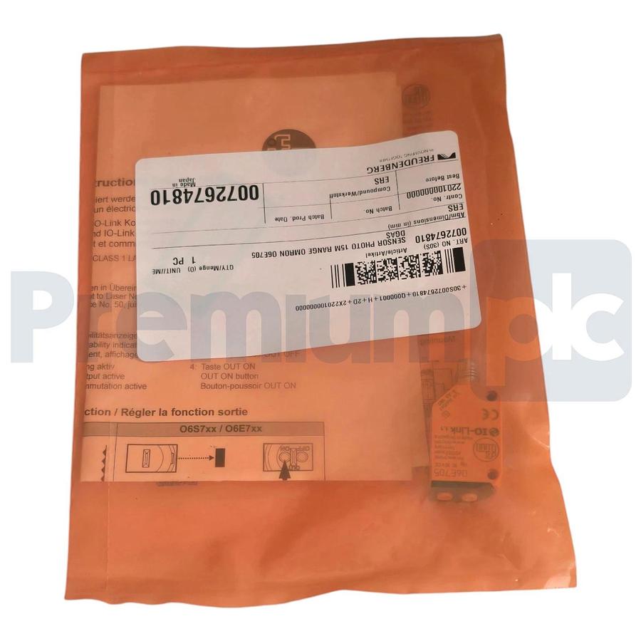 Used ifm O6E705 Through-beam Laser Sensor Receiver O6ELFNKG/AS/4P IO-Link NSFS