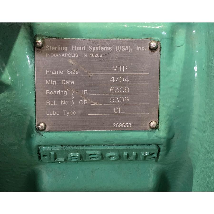 Used STERLING PEERLESS LaBour 3X4-8G MTP 8196-M 316SS CENTRIFUGAL PUMP 500GPM REFURB