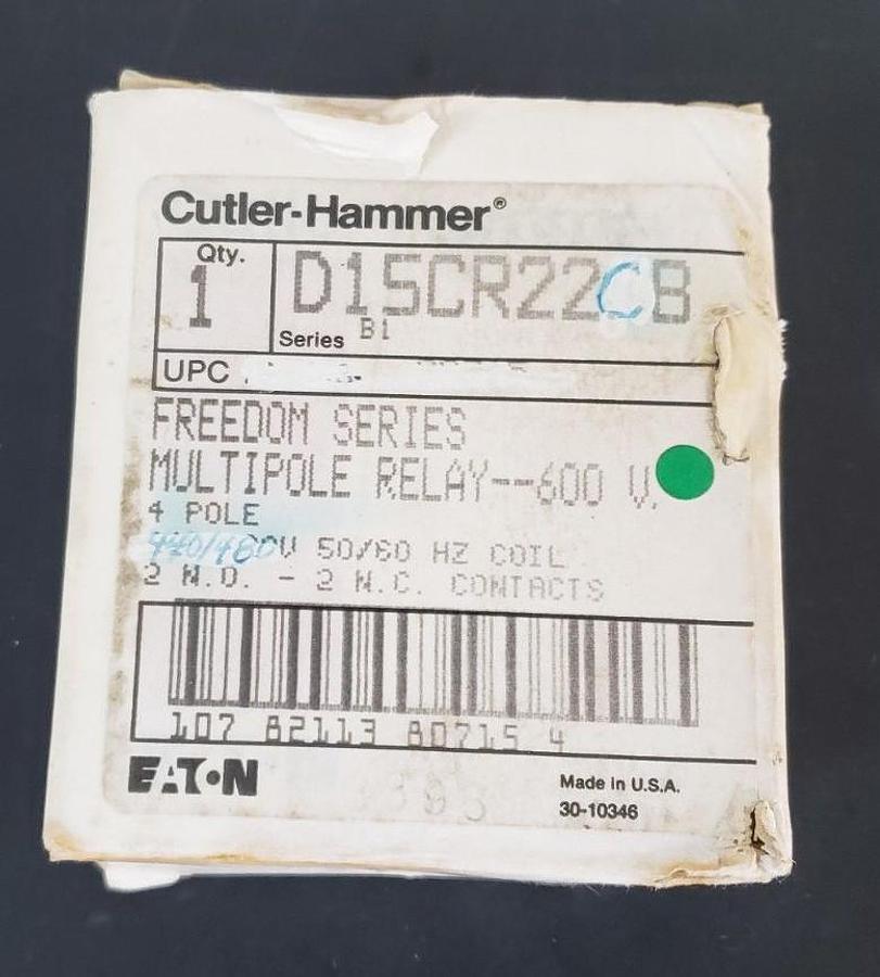 Used NEW EATON CUTLER-HAMMER D15CR22CB MULTIPOLE RELAY D15CR22 SER. B1 (DAMAGED)