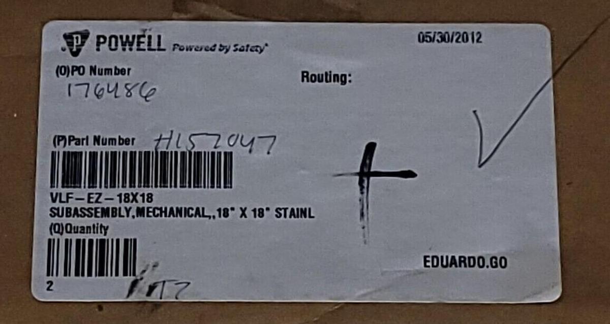 Used NEW POWELL AIR LOUVERS VLF-EZ-18X18 MECHANICAL SUBASSEMBLY H157047 VLF-EZ