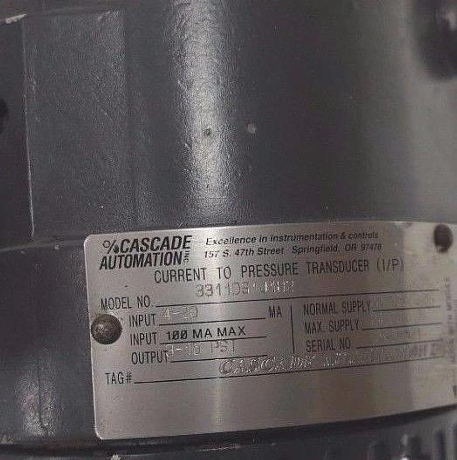 Used CASCADE AUTOMATION 3311DS1J1B2 PRESSURE TRANSMITTER W/ GAUGE