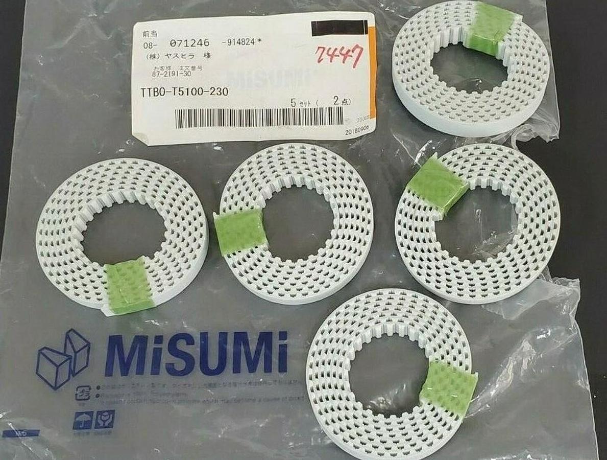 Used LOT OF 5 NEW MISUMI TTB0-T5100-230 TORQUE BELTS 45 1/2 IN LONG TTB0T5100230