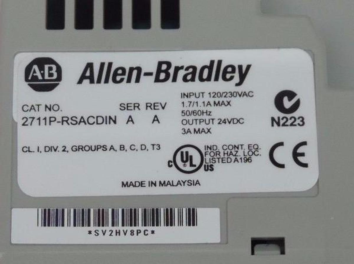 Used ALLEN BRADLEY 2711P-RSACDIN POWER SUPPLY SER A REV A 24VDC 2711PRSACDIN