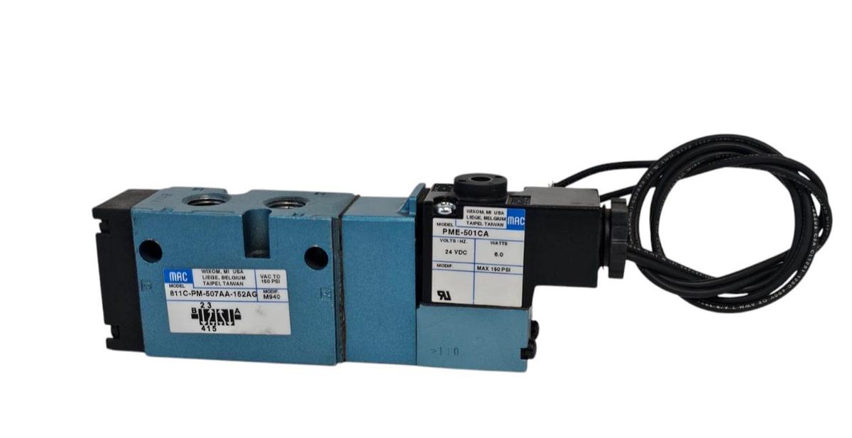 Used MAC VALVES 811C-PM-507AA-152AG SOLENOID VALVE 811CPM507AA152AG, PME-501CA PILOT