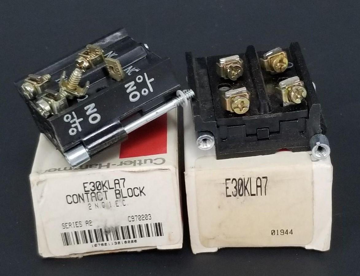 Used LOT OF 2 NIB EATON CUTLER-HAMMER E30KLA7 CONTACT BLOCKS SER. A2