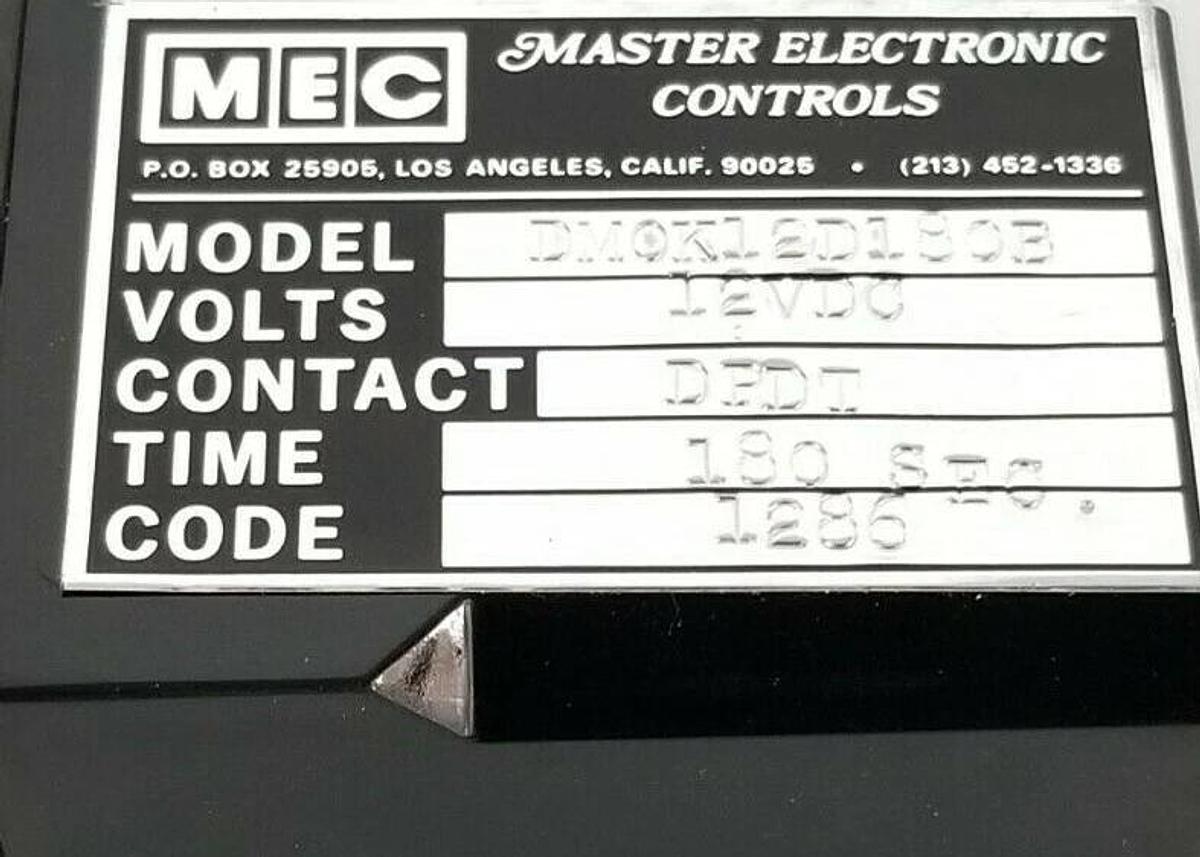 Used LOT OF 3 MEC MASTER ELECTRONIC CONTROLS DMOK12D180B TIME DELAY RELAYS 12VDC