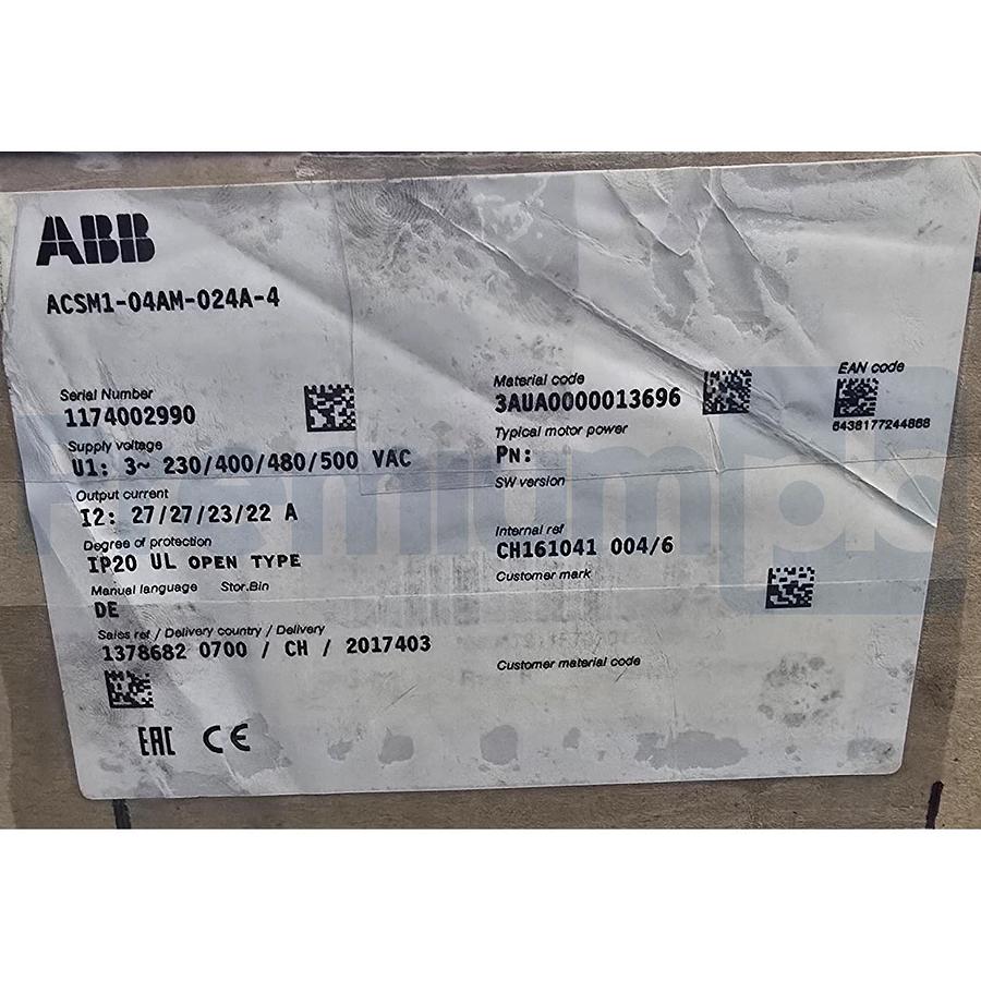 ABB ACSM1-04AM-024A-4 | 3AUA0000014471 Motion Control Drive 15HP 480V 24A NSMP