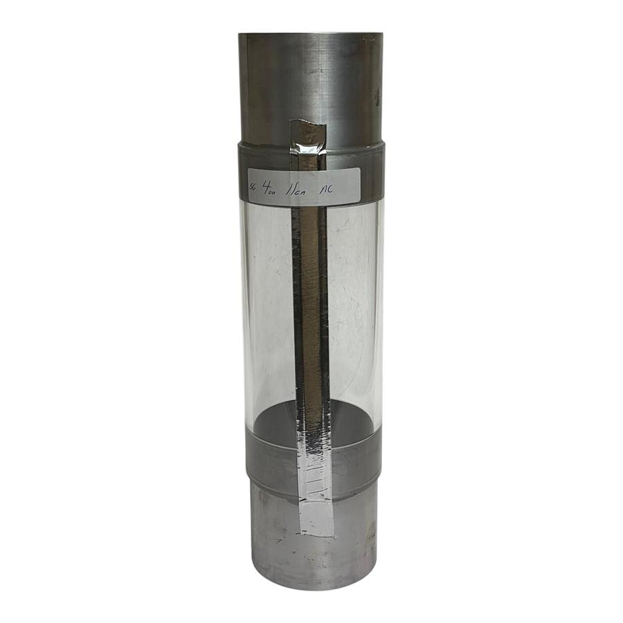 Pneumatic Conveying Acrylic Sight Glass Coupler 4" OD 16" L Stainless Steel New
