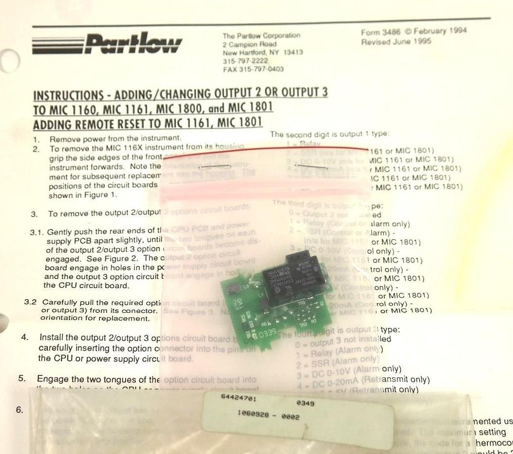 NEW PARTLOW 64424701 KIT FLD ADD RLY OUT