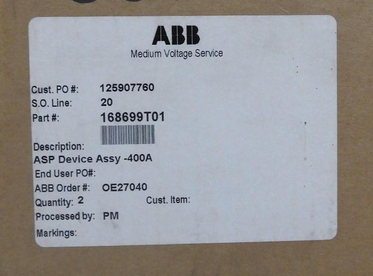 Used LOT OF 2 NEW ABB 168699T01 ASP DEVICE ASSEMBLIES - 400A