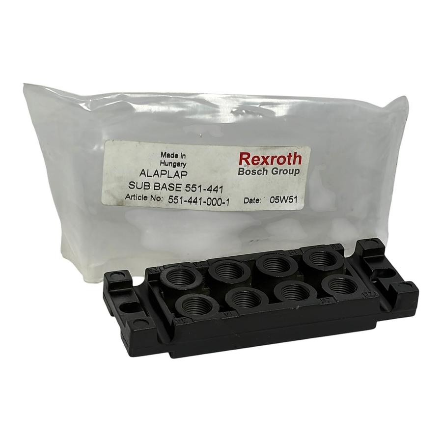 Used Rexroth Bosch Mecman 551-016 110 Pneumatic Valve Sub Base 551-441 Lot New