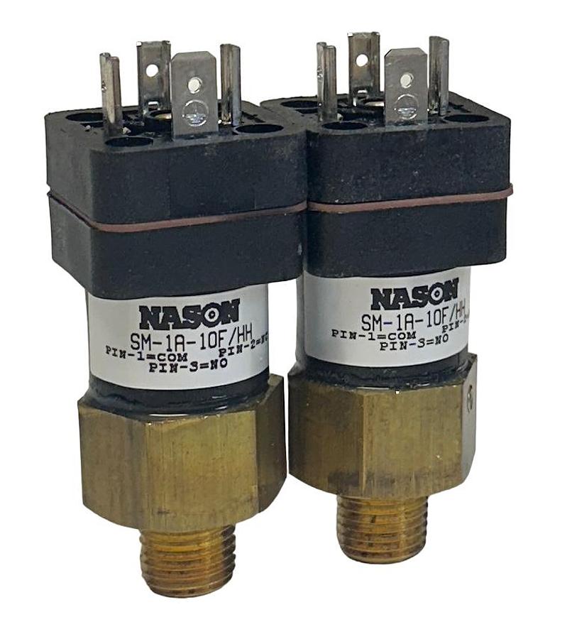 Used 2 NASON SM-1A-10F/HH / SM1A10FHH LOW-PRESSURE INDICATOR SWITCHES 3-PIN NSNP