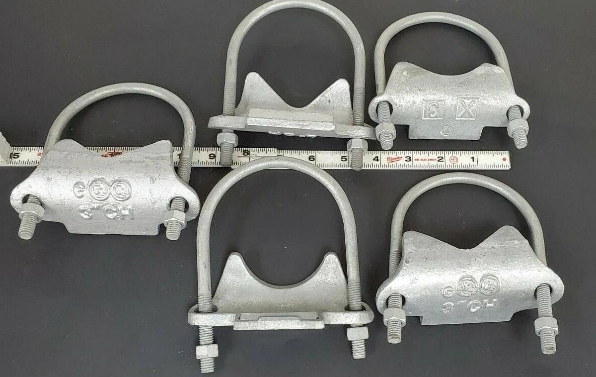 LOT OF 13 NEW ASSORTED BRAND 3" U-BOLT CONDUIT CLAMPS (3" KORNS, 3" CH, X-3)