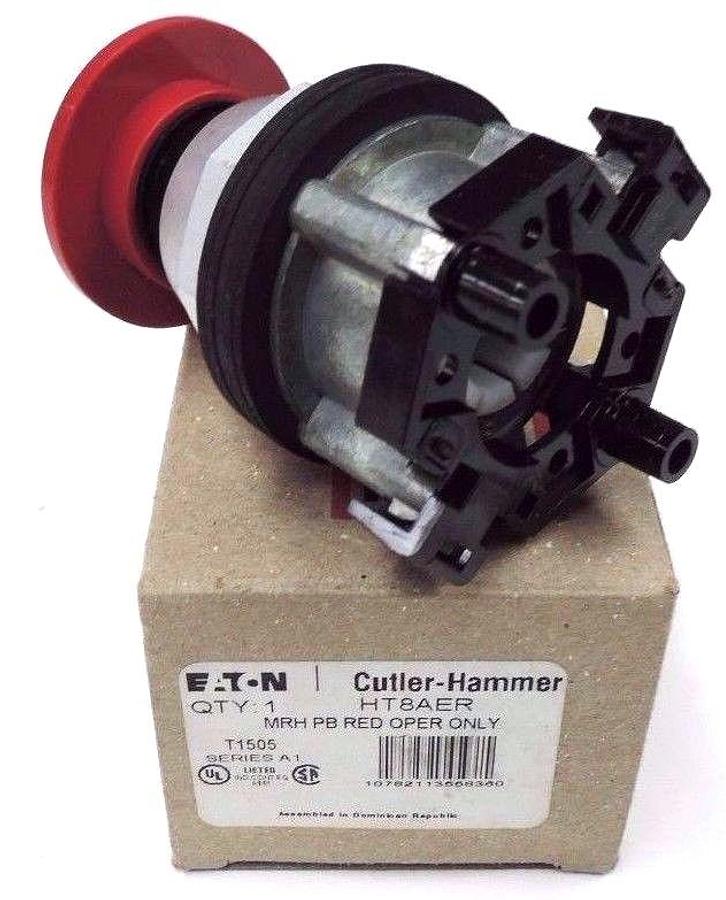 NIB CUTLER-HAMMER HT8AER MUSHROOM PUSHBUTTON RED SER. A1 W/ HT8GR1