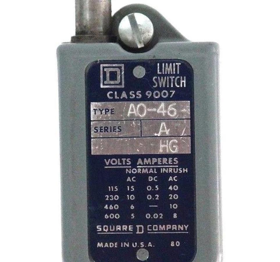 Used SQUARE D 9007-A046 LIMIT SWITCH PLUG IN BODY SER A 9007A046