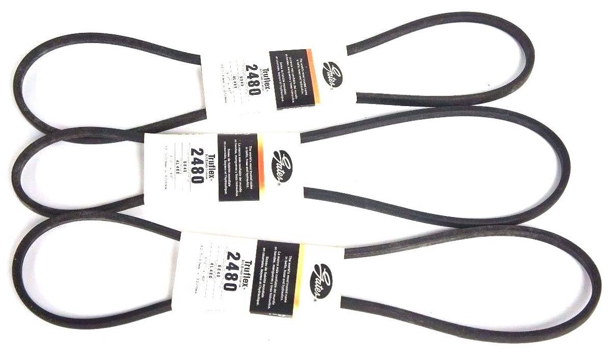 Used LOT OF 3 GATES 4L480 TRUFLEX V BELTS 2480 1/2" X 48"