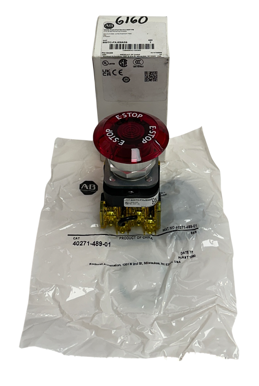 Used ALLEN BRADLEY 800TC-FXJE6A5S /T 30mm PUSH-PULL DEVICE 800T PUSH BUTTON RED NSMP
