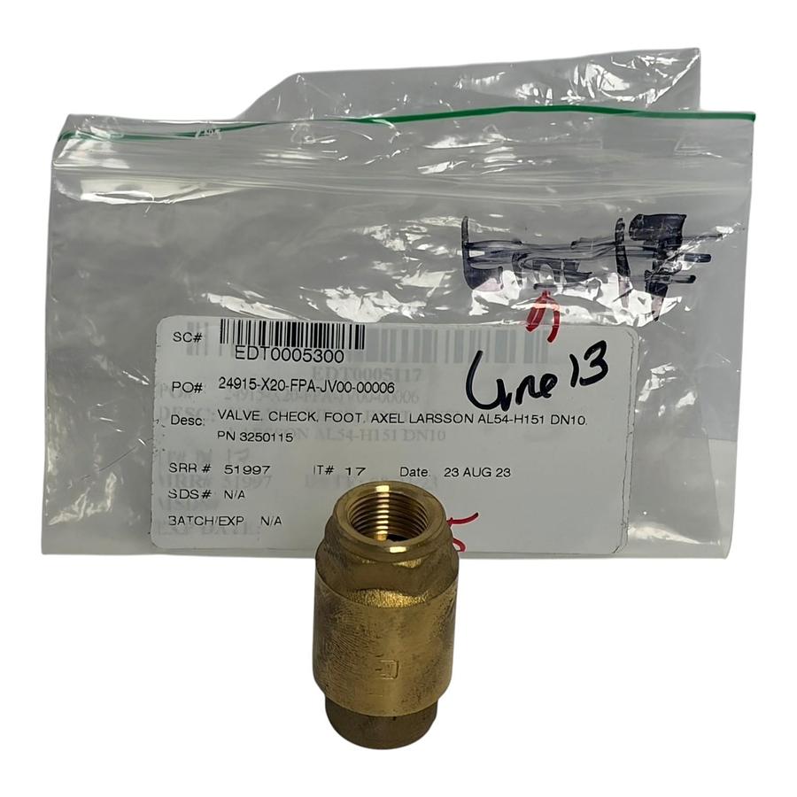 Used Effebi Hexa Axel Larsson AL54-H151 DN10 3/8" Brass Check Valve PN25 New