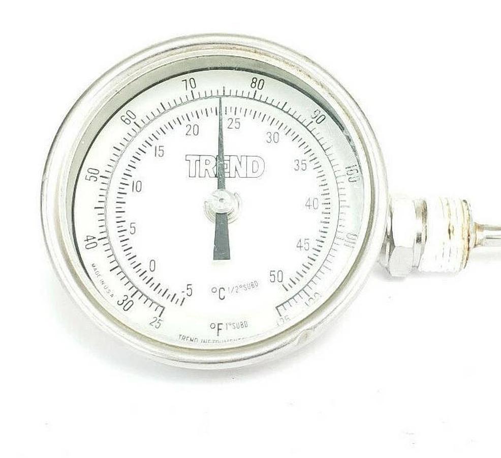 TREND INSTRUMENTS 25 TO 125 DEG F / -5 TO 50 DEG C THERMOMETER, 9" STEM