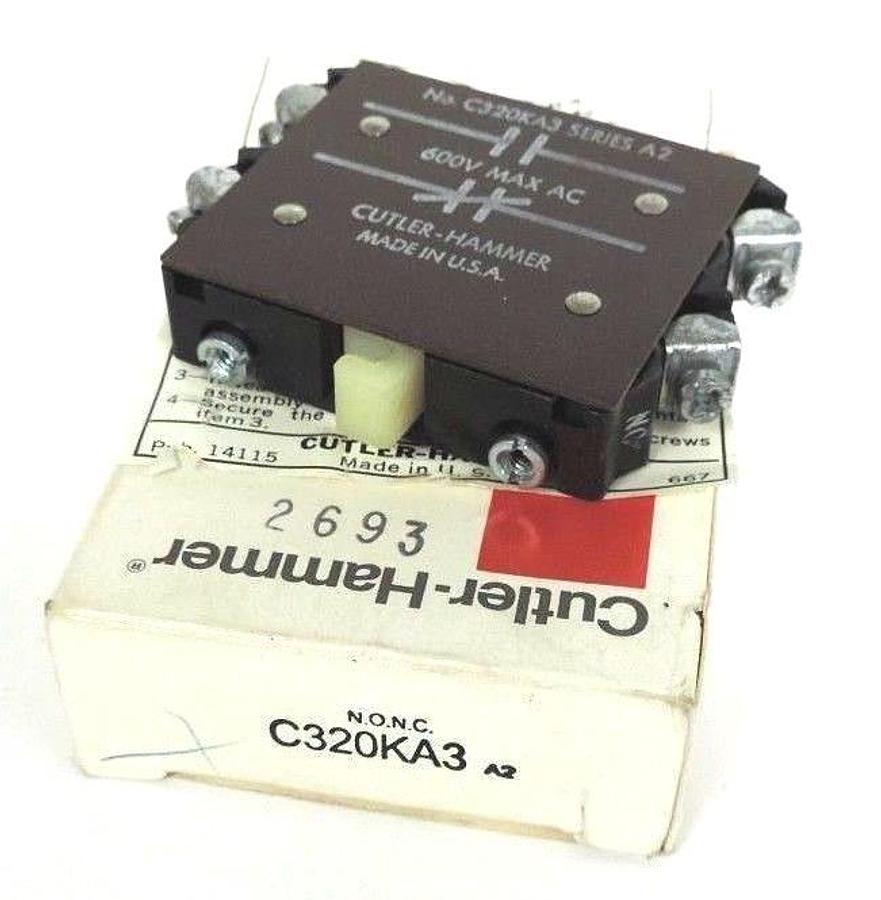 Used NIB CUTLER-HAMMER C320KA3 AUXILIARY CONTACT 1NO/1NC 600VAC SER. A2