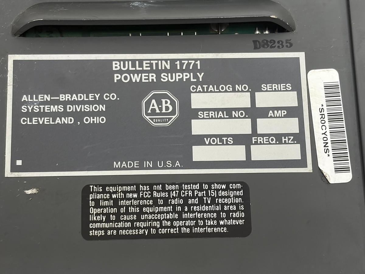 Used Allen-Bradley 1771-P2 Power Supply Bulletin 1771 Series PLC Module