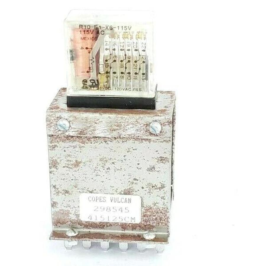 Used COPES VULCAN 298545 415125CM RELAY BASE W/ R10-E1-X6-115V RELAY & 27E127 SOCKET