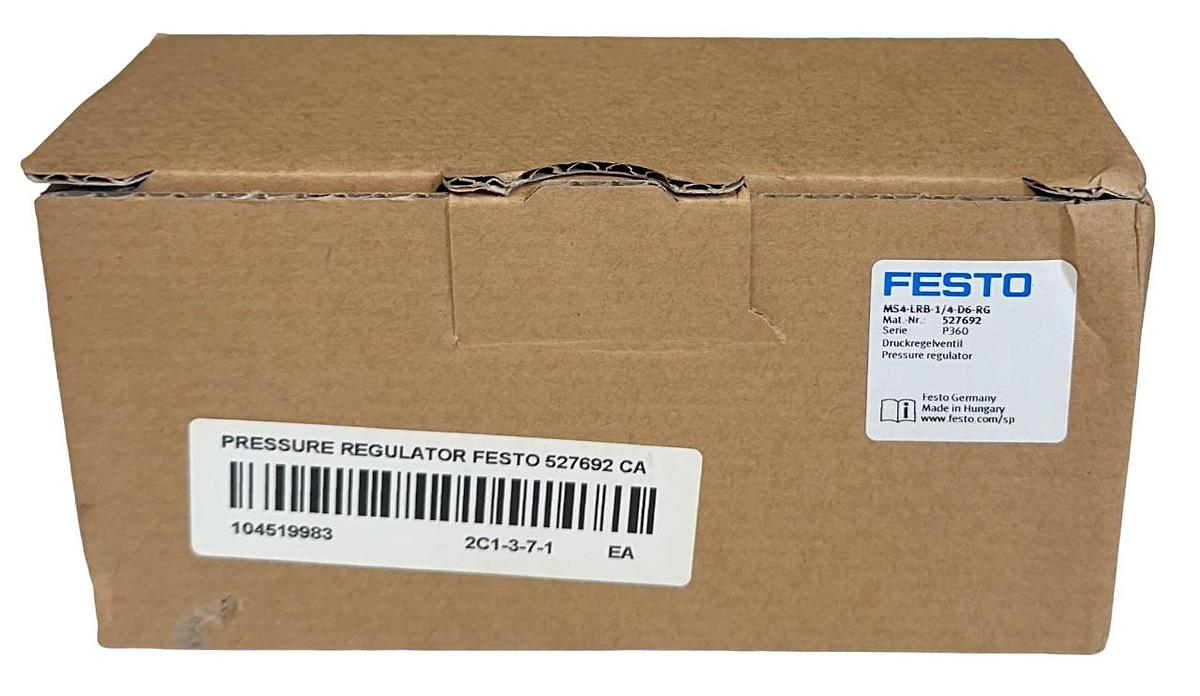 Used FESTO MS4-LRB-1/4-D6-RG / 527692 PRESSURE REGULATOR 14BAR/210PSI P1 MAX NSMP