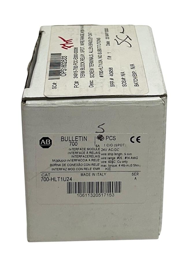 Used 5 ALLEN BRADLEY 700-HLT1U24 /A BULLETIN 700 INTERFACE MODULES 24VAC/DC NSMP