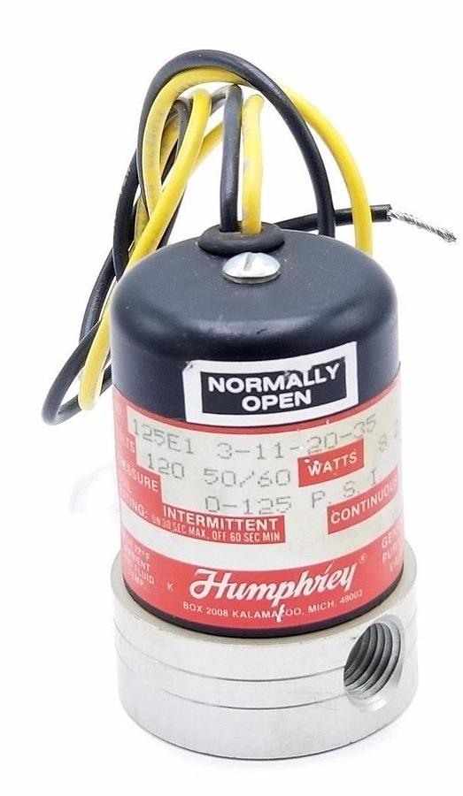 Used HUMPHREY 125E1-3-11-20-35 SOLENOID VALVE 125E13112035120V