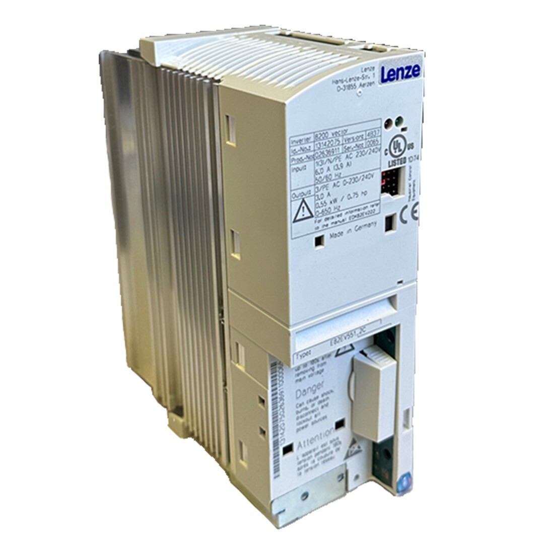 Used LENZE E82EV551K2C 8200 VECTOR INVERTER DRIVE 0.55kW/0.75HP 13142075 02636911