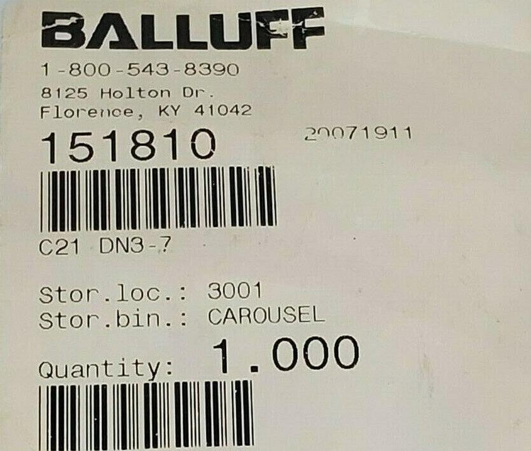 LOT OF 6 NEW BALLUFF C21 DN3-7 1/2" AC CORDSETS 151810