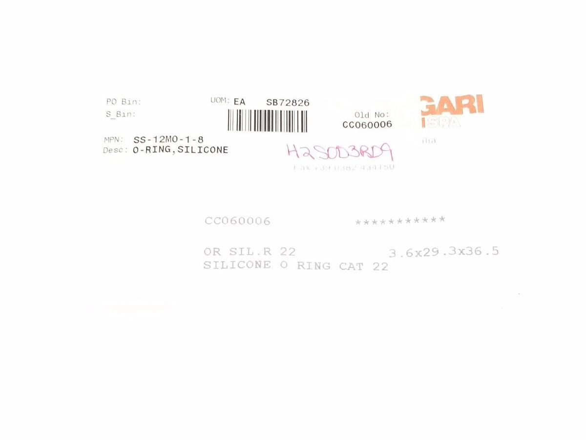 Used LOT OF 4 NEW FEDEGARI AUTOCLAVI SS-12MO-1-8 O-RINGS, SILICONE SIL.R 22 CAT 22