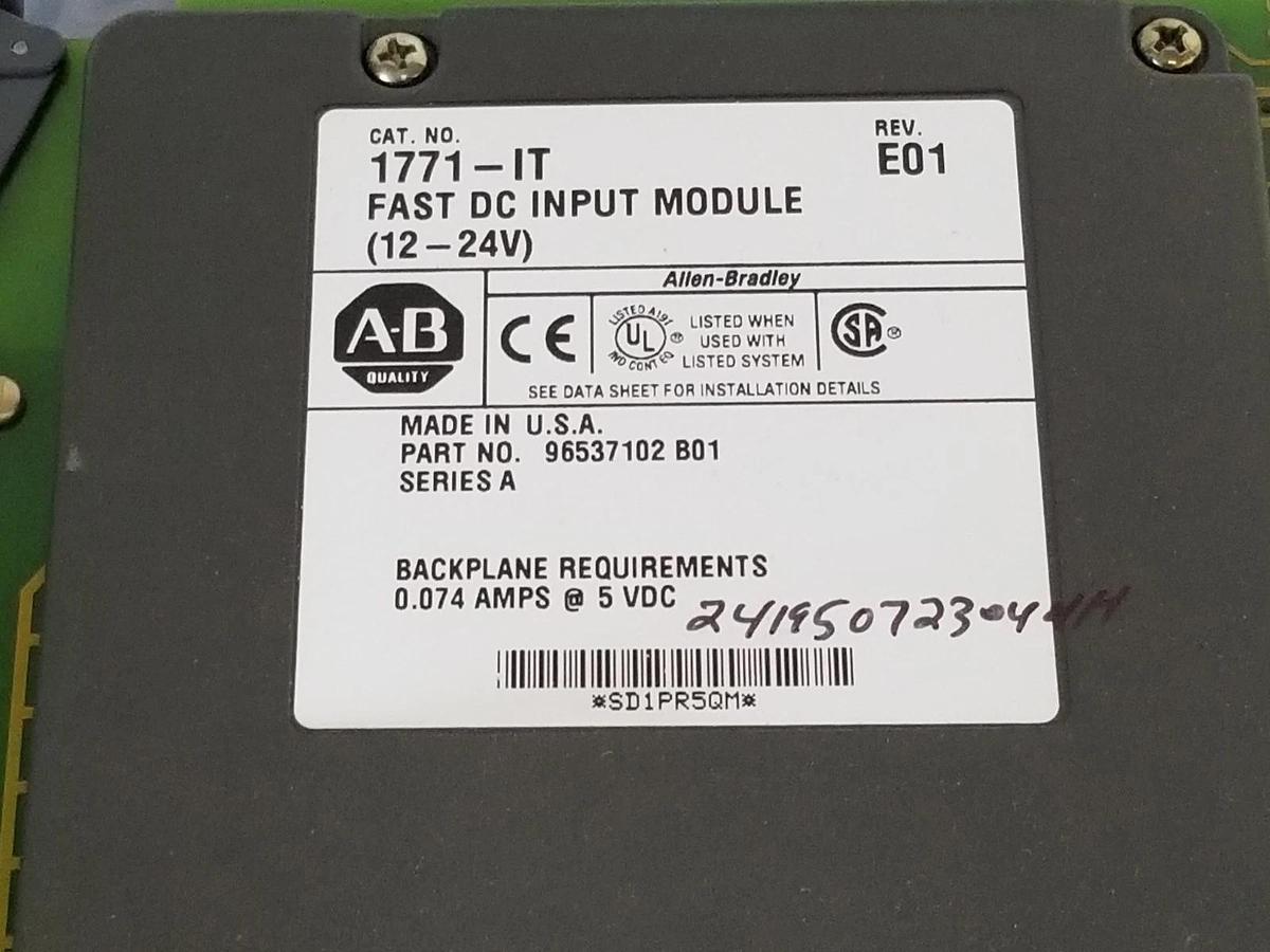 Used ALLEN BRADLEY 1771-IT FAST DC INPUT MODULE SER. A REV. E01 96537102 B01 1771IT