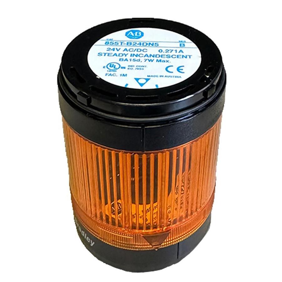 Used NEW ALLEN BRADLEY 855T-B24DN5 /B STEADY INCANDESCENT LIGHT ORANGE 24V 855TB24DN5