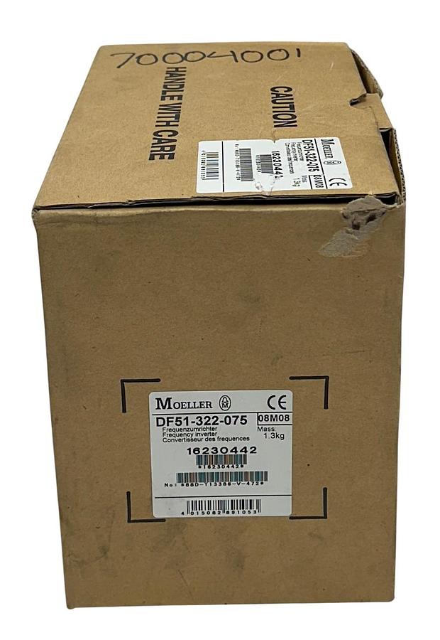Used EATON MOELLER DF51-322-075 / DF51322075 FREQUENCY INVERTER 0.75kW/1HP 4A NSMP