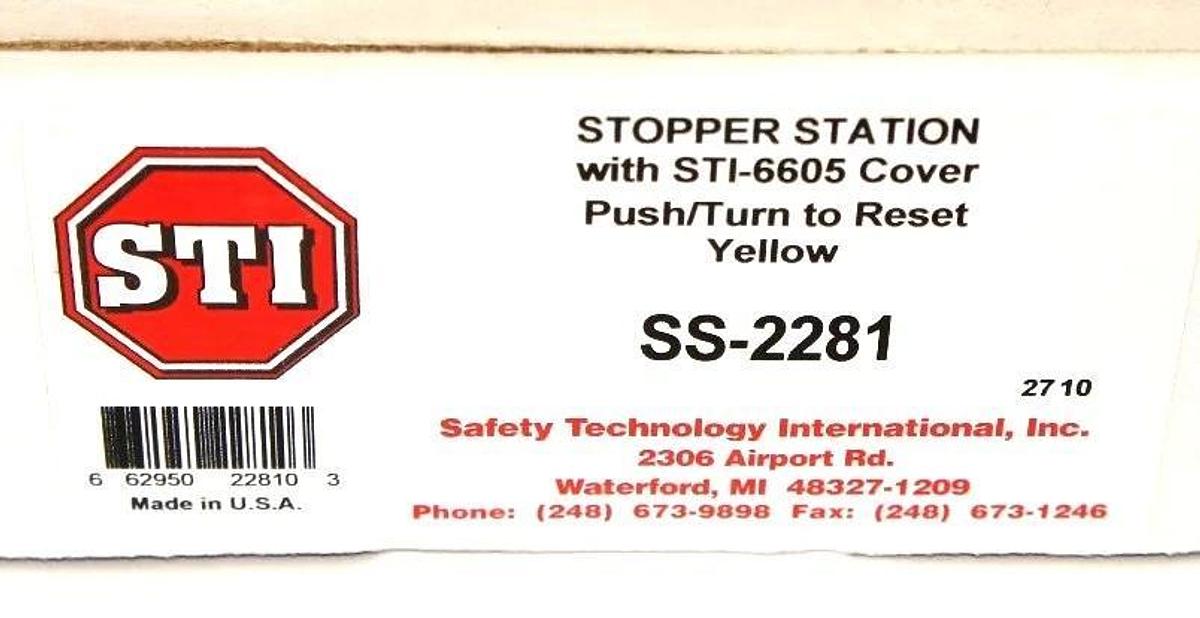 Used NIB STI SS-2281 STOPPER STATION WITH STI-6605 MINI STOPPER II COVER, YELLOW