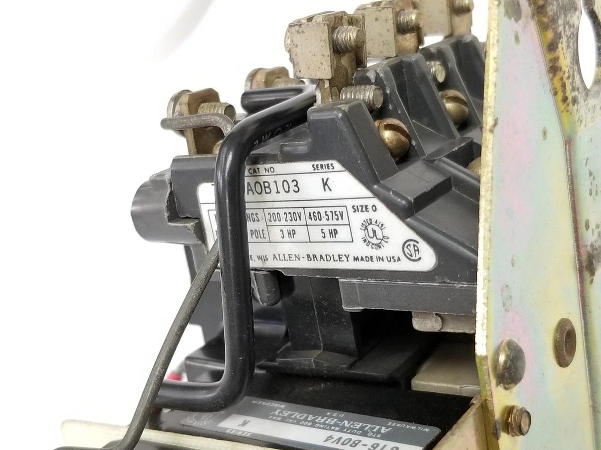 Used ALLEN BRADLEY 709-AOB103 NON-REVERSING STARTER SER. K SIZE: 0 W/ 70A86 COIL