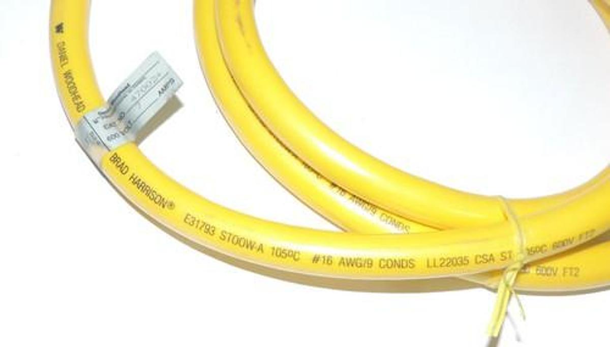 Used WOODHEAD 47002+ CABLE 9-POLE FEMALE MINI-CHANGE PLUG 6' 600V, 7AMPS