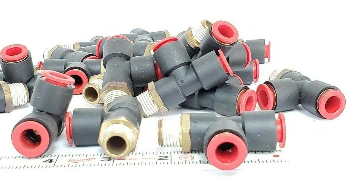 Used LOT OF 23 NEW SMC 3/8 RUN TEE FITTINGS, 3/8" X 3/8" X 1/4"